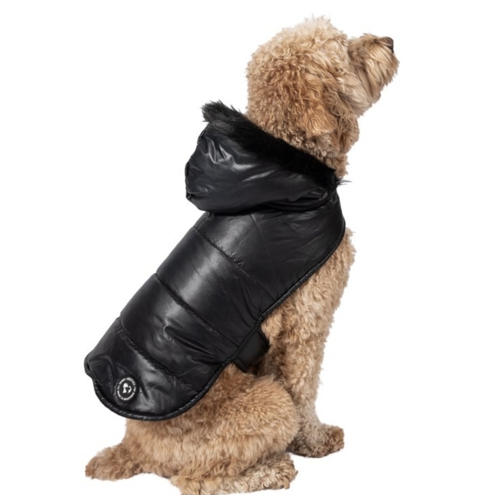 ❌❌SOLD❌❌ NWT Justice Black Reversible Hooded Puffer Jacket Dog Med